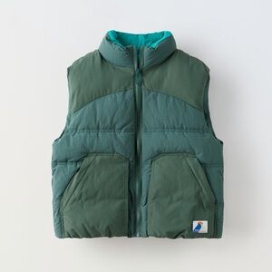 Zara Kids 8-9 Green Quilted Puffer Vest